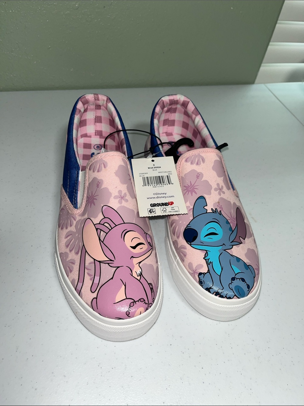 Disney Pink and Blue Lilo & Stitch Slip-On Kids Sneakers